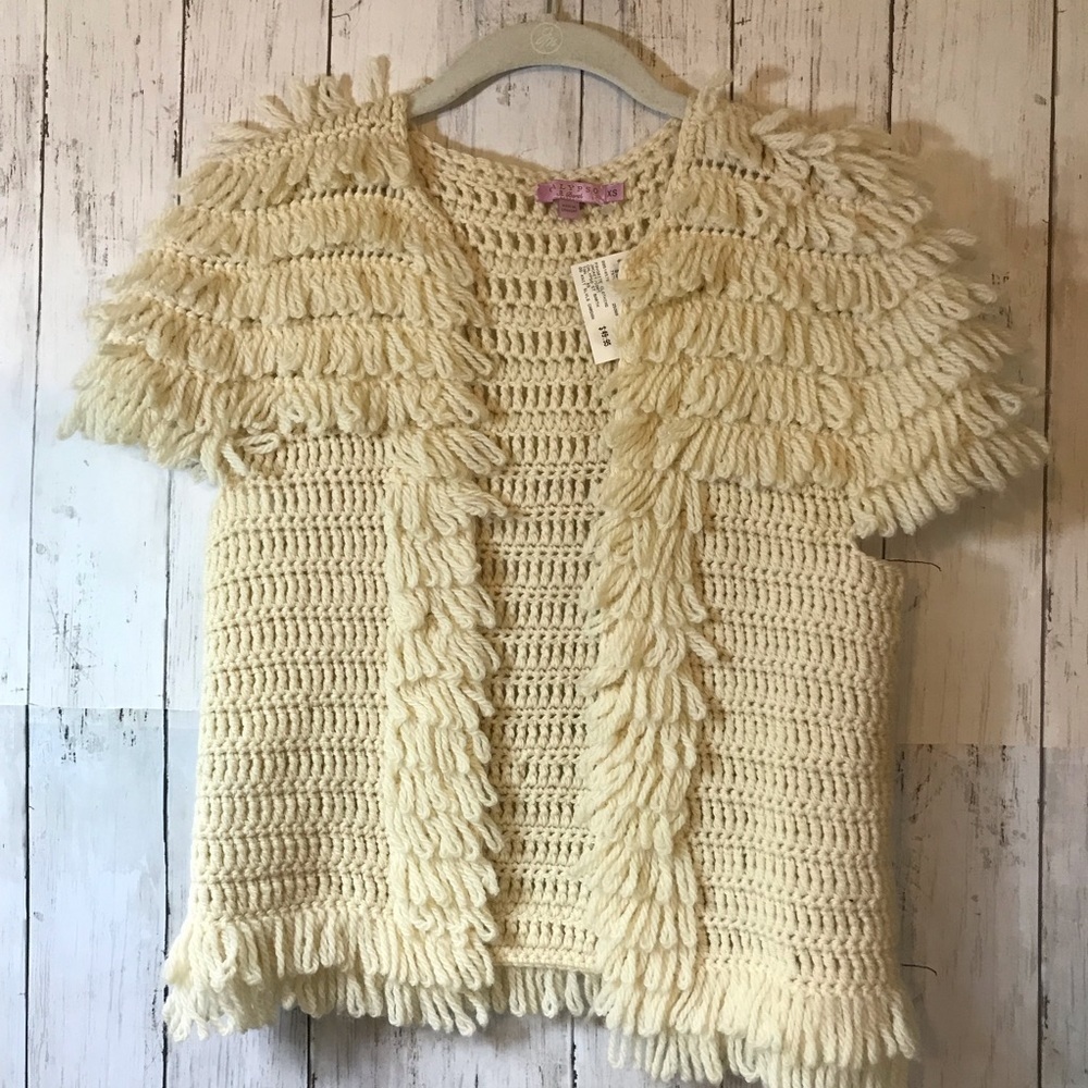 NWT CALYPSO ST. BARTH KNIT SLVLS LOOP FRINGE VEST | 100% WOOL